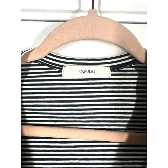 CAPULET Revolve Black Off-White Striped Deep V-Neck Bodysuit - Sz XS - Picture 4 of 7